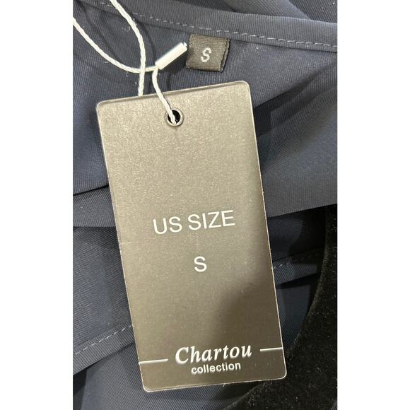 CHARTOU Blue Short Sleeve Belted Wide Leg Cropped Romper Palazzo Pants Jumpsuit - Picture 8 of 8